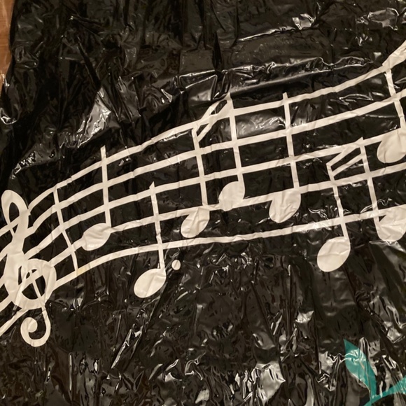 Shower Curtain Music Notes Piano Keys Roses Plastic with Set of White Hooks VGUC - Picture 5 of 8